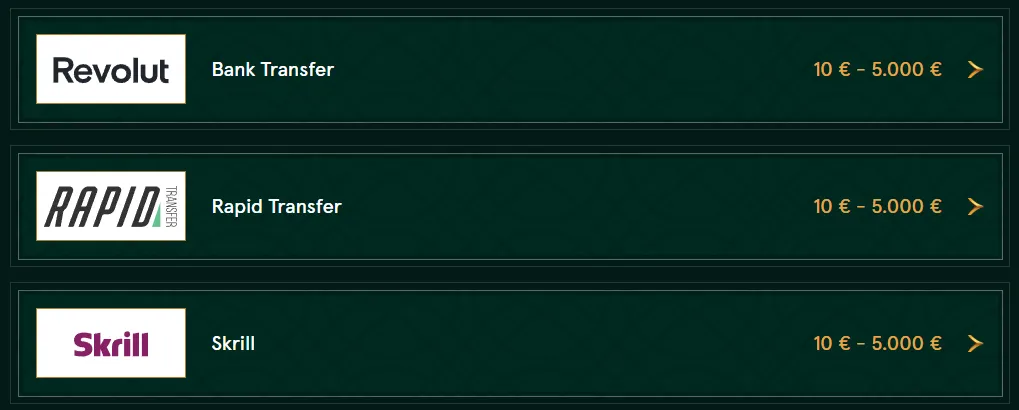 Méthodes de dépôt du Casinia Casino pour paiements rapides et sécurisés