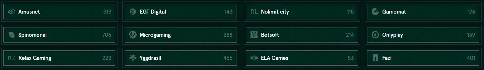 Sélection de jeux de casino en ligne proposée par Casinia Casino